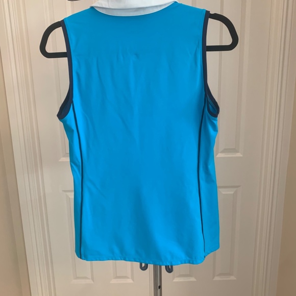 Kinona Turquoise/White/Navy Sleeveless Golf Top sz S - Picture 4 of 6